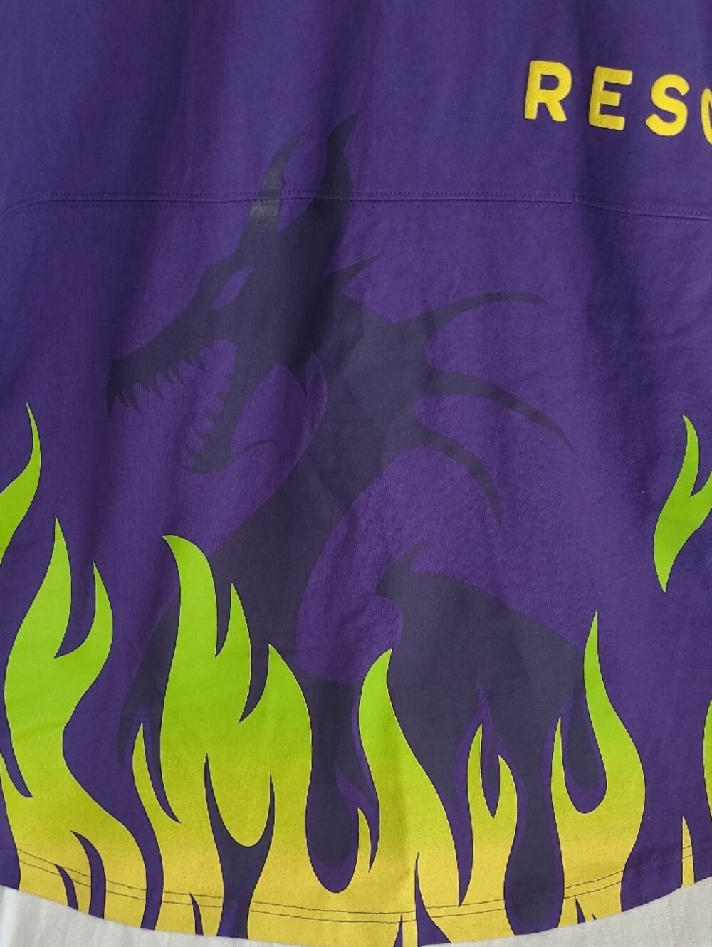 Disney Resort Purple Long-sleeve Shirt with Dragon & Neon Green Flame Graphics - Picture 4 of 5